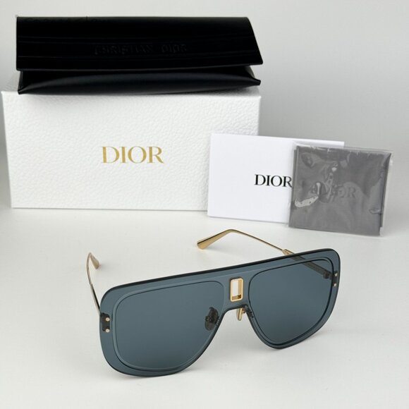BRAND NEW Dior ULTRADIOR MU B0B0 Gold Blue Unisex Mask Sunglasses